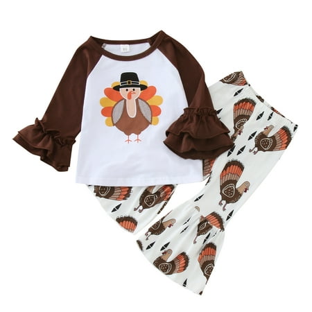 

Toddler Outfits Sets For Teens Baby Girls Boys Autumn Winter Thanksgiving Turkey Print Cotton Long Sleeve Tops Pants Kids Clothes Suit
