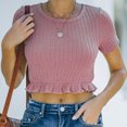 thumbnail image 4 of Camiseta de Mujer Zhivalor Crop Top Manga Corta Cuello Redondo Slim Fit Rosa M, 4 of 6