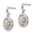 thumbnail image 2 of 925 Sterling Silver 14k Diamond Post Dangle Earrings Drop, 2 of 7