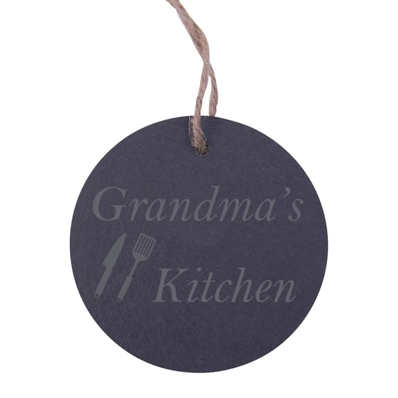 Grandma's Kitchen 3.25-inch Circle Slate Hanging Christmas Tree Ornament with String