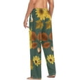 thumbnail image 6 of FREEAMG Men's Pajama Pants with Pockets Sleepwear Lounge Pants Stretch Casual Autumn Sunflowers with Teal, 6 of 7