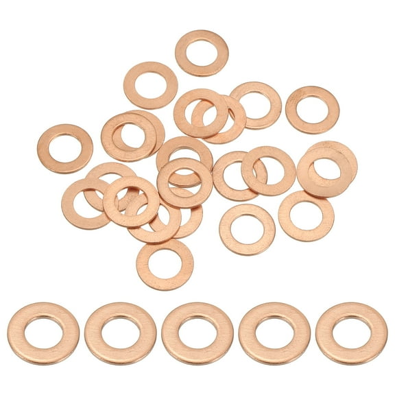 Uxcell M8 Copper Washer Sealing Ring, 8mm ID 14mm OD 1mm Thickness Metric Sealing Gasket Crush Washer 25 Pieces