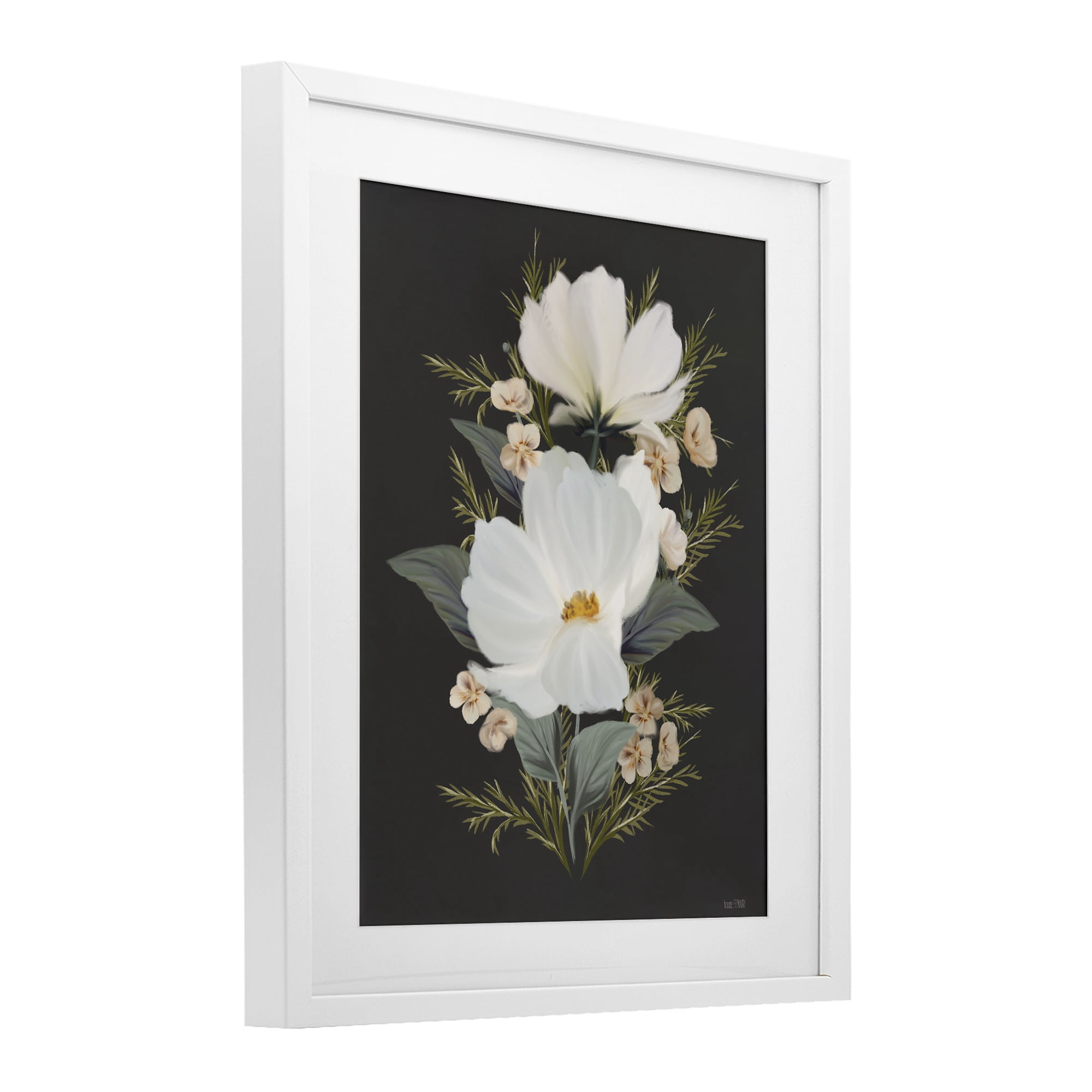 Stupell Industries Lace Cosmos Flowers White Framed Print Under Glass, design by House Fenway