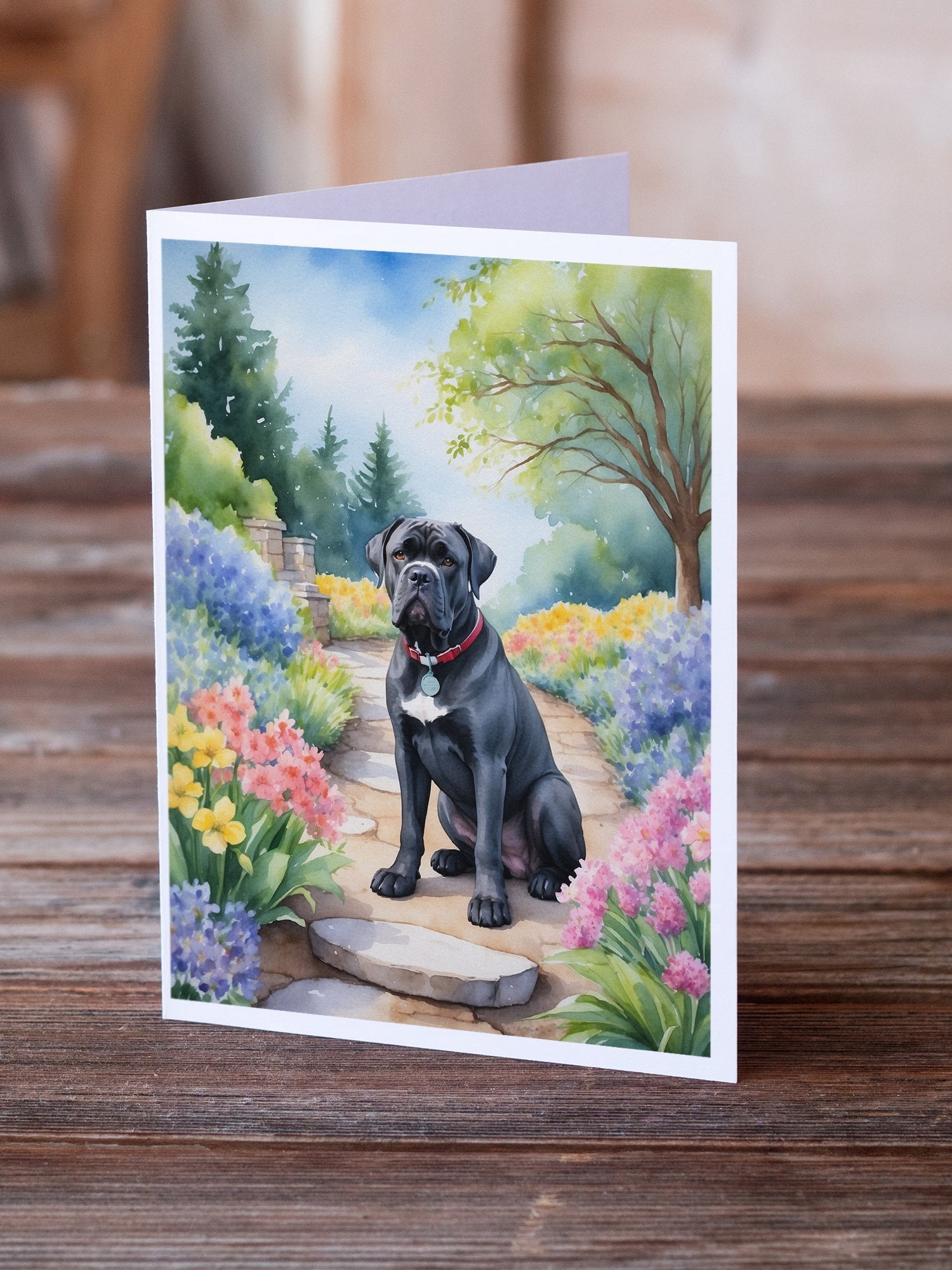 Cane Corso Spring Path Greeting Cards Pack of 8 7 in x 5 in