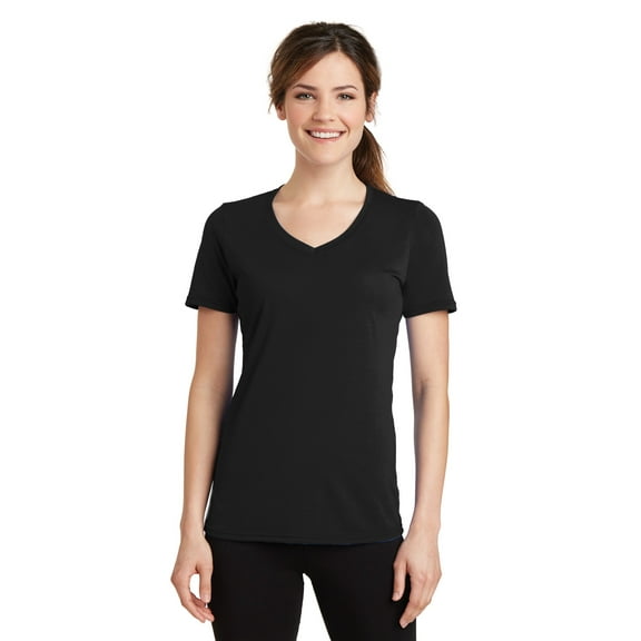 Port & Company Ladies Performance Blend V Neck Tee-2XL (Jet Black)