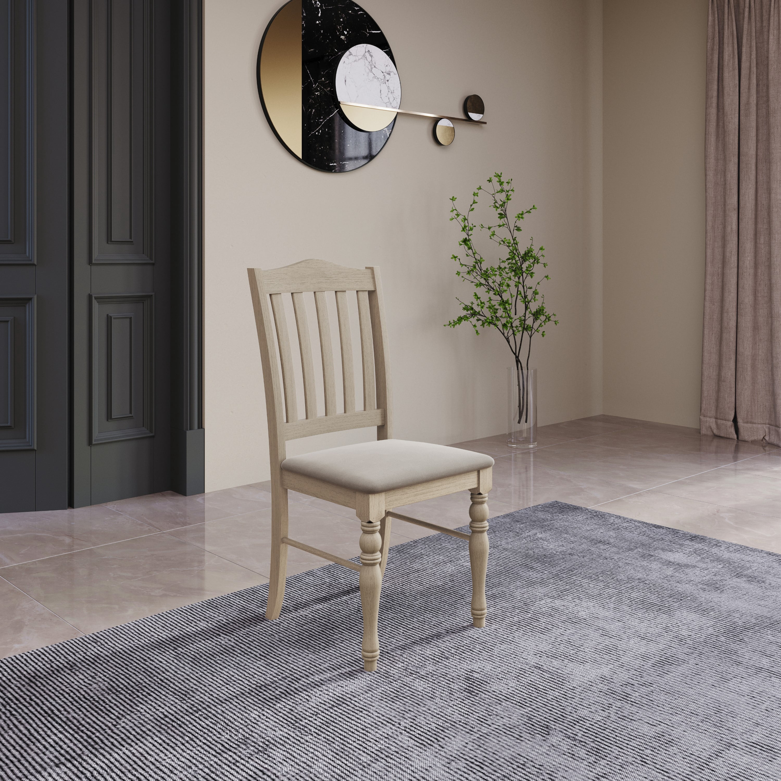 Home Design Mayfield Dining Chair (Set of 6), Warm Gray/Antique Gray