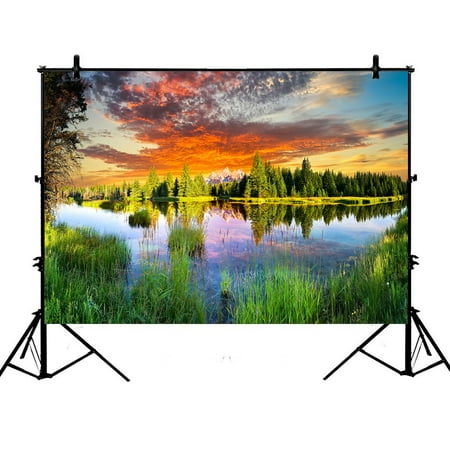 PHFZK 7x5ft Beautiful Sky Cloud Nature Backdrops, Early Morning Panoramic View of the Snake River and Woodland Photography Backdrops Polyester Photo Background Studio (Best Lens For Panoramic Photography)