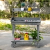 36" x 18" x 47'' Wooden Potting Bench Work Table with 2 Removable Wheels & Large Storage Spaces - Grey