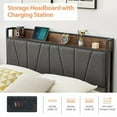 thumbnail image 3 of Full Size Bed Frame with Charging Station, Platform Bed with Metal Slats, Grey Upholstered Headboard with 2 Storage Drawers, No Box Spring Needed, Heavy Duty, Easy to Assemble, 3 of 7