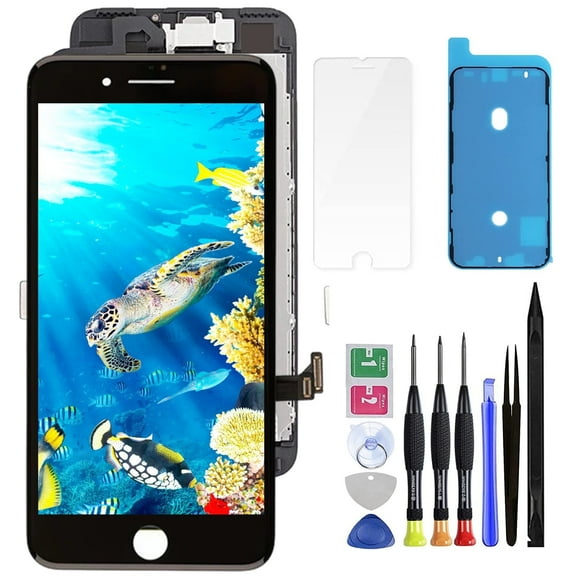 for iPhone 7 Plus Screen Replacement  5.5inch - 7Plus LCD Display Digitizer Full Assembly Repair Kit with Front Camera Earpiece Speaker Sensor, Fix Tools A1661 A1784 A1785 （Black）