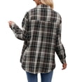 thumbnail image 3 of SHIBEVER Womens Blouse Long Sleeve Oversized Flannel Plaid Soft Button Down fashion Shirt Roll Up Plaid tops, 3 of 4