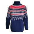thumbnail image 4 of Fair Isle Sweater Women Oversized Long Sleeve Turtleneck Fair Isle Knit Pullover Sweater Winter Casual Loose Tunic Vintage Graphic Fall Sweaters for Women 2025 Black XXXL, 4 of 4