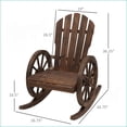 thumbnail image 2 of Outsunny Outdoor Adirondack Rocking Chair, Solid Fir Wood Slatted Design & Wagon Wheel Armrests for Porch Pool | Dark Brown | Wood, 2 of 5