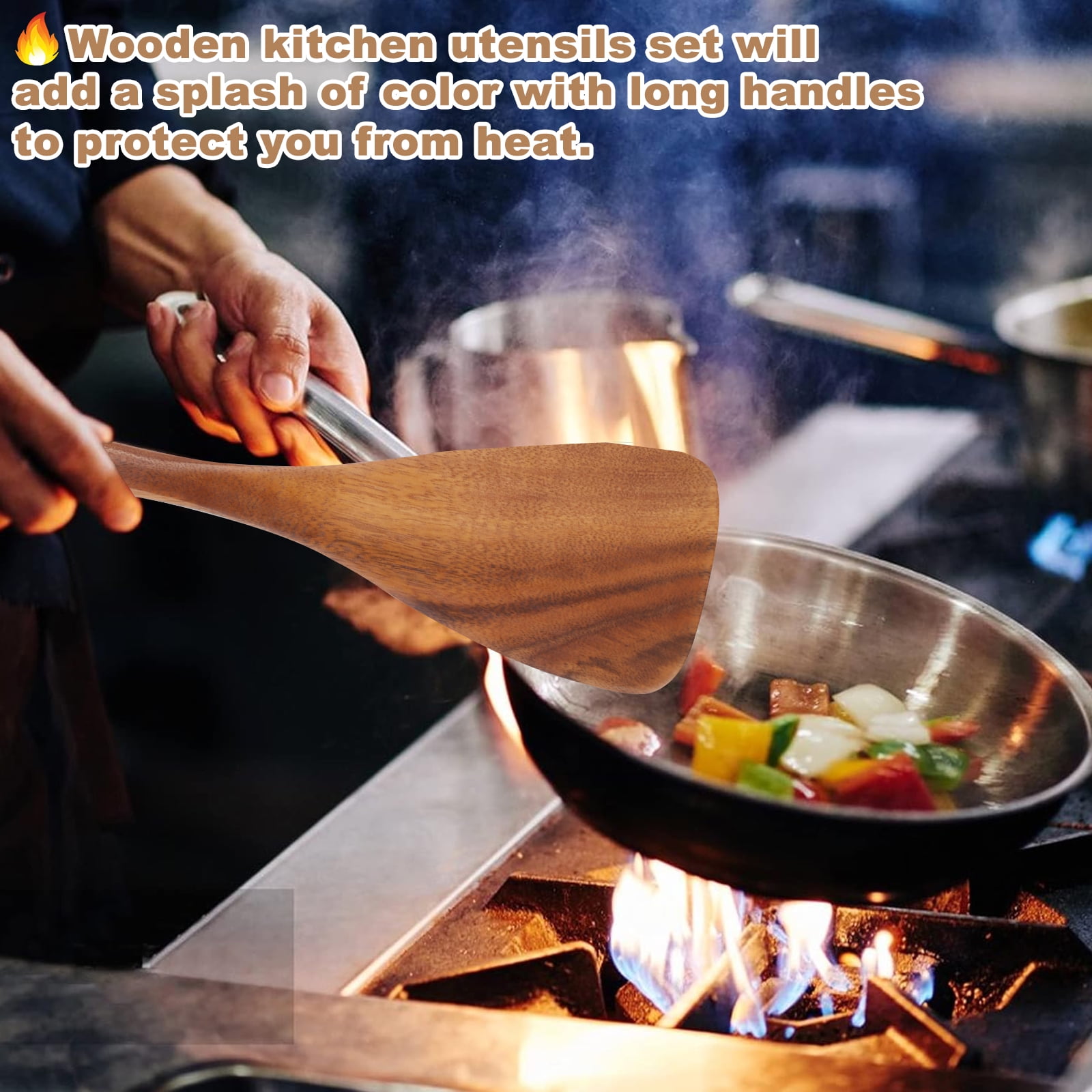 Guirnd 18 Pcs Wooden Spoon for Cooking,High Temperature Non-Stick Teak Wooden Cooking Utensils Set, Smooth Comfortable & Sturdy Durable Wooden Kitchen Utensils for Everyday Baking,Cooking