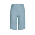thumbnail image 2 of Juslio Girls Pants 4-14Years Kids Girls Solid Color Elastic Waist Straight With Pocket（Light Blue Capris， 12 Years）, 2 of 9
