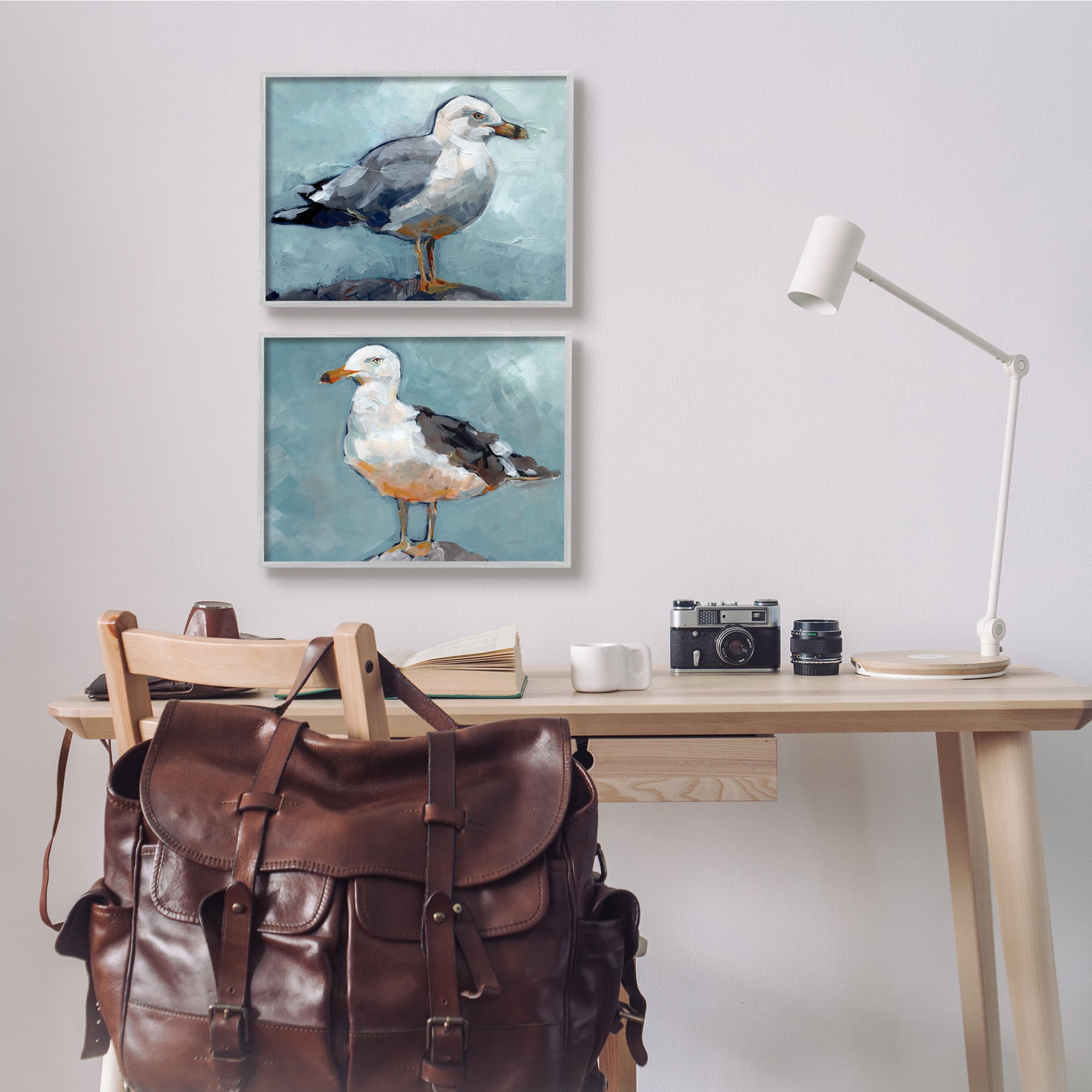 Stupell Industries Seagull Stance Nautical Bird Portrait Blue Grey Grey Framed, 11 x 14, Design by Jennifer Paxton Parker