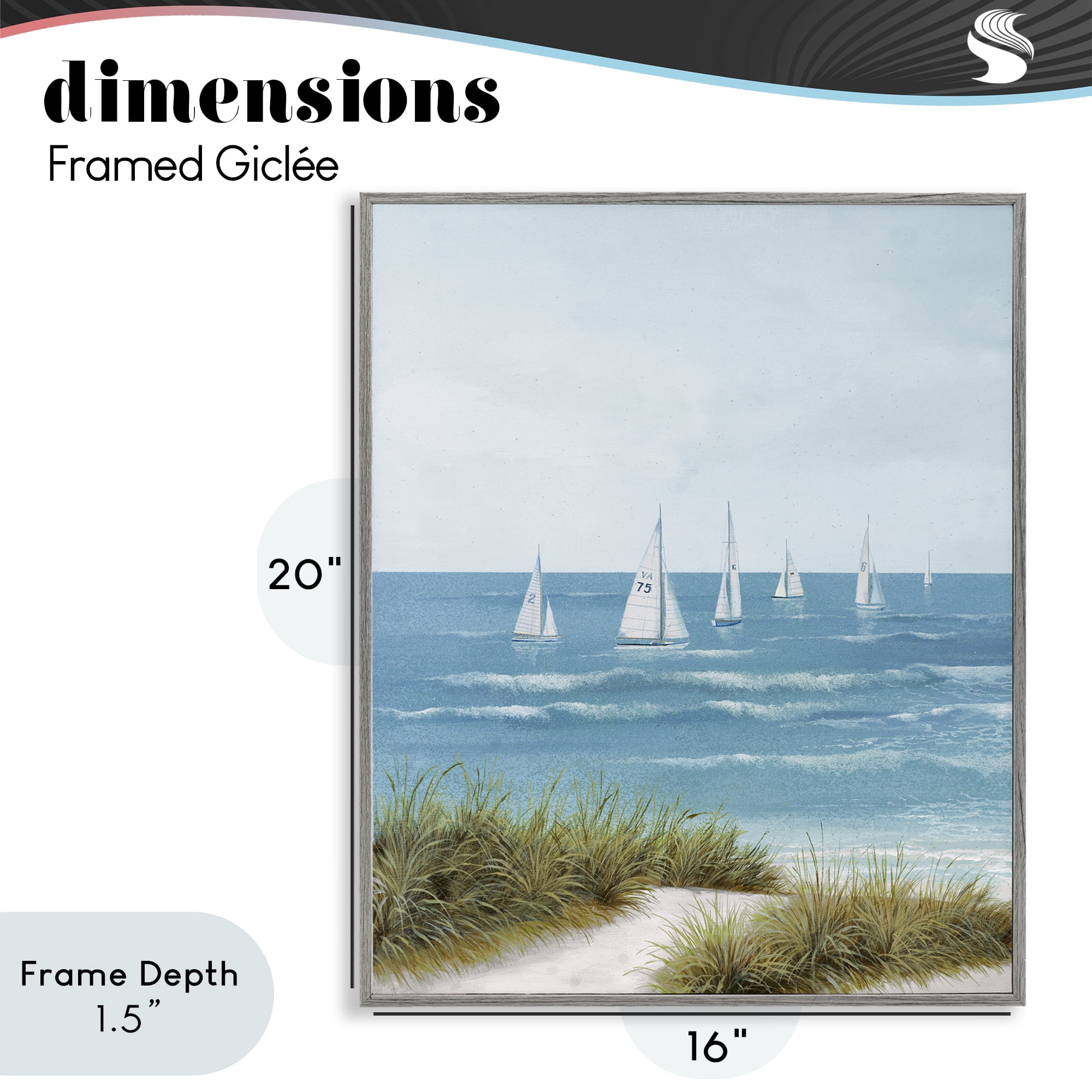 Stupell Industries Sail Away Beach Seascape Gray Framed Giclee Art, design by Lorenzo Collective