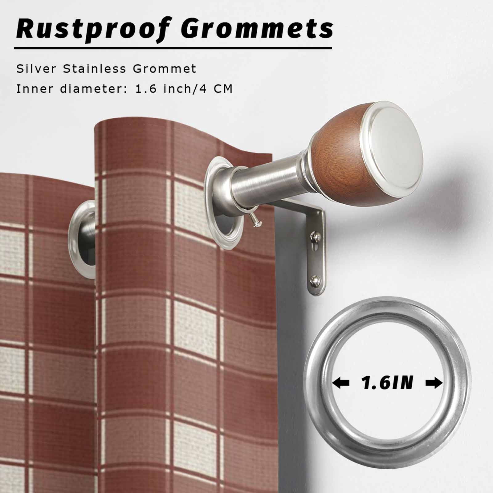 Vintage Red Brown Plaid Outdoor Curtains for Patio, Country Pastoral Farmhouse Checkered Plaid Sunshade Privacy Drapes Grommet Waterproof Outside Curtains for Porch/Cabana/Balcony 54"x 108", 1 Panel