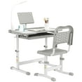 thumbnail image 1 of Qaba Kids Desk and Chair Set Height Adjustable Student Writing Desk, Grey, 1 of 10