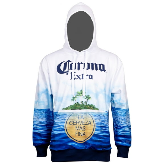 Corona Extra Beer Sublimated Beach Scene Hoodie-Large