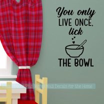 Fun Kitchen Art Decor Stickers Lick the Bowl Vinyl Letters Home Wall Decals 23x15-Inch Black