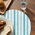 thumbnail image 3 of Teal Aqua Stripe Round Placemats Set of 8 for Dinning Tables,Heat-proof Braided Table Mats 15 Inch,Gradient Geometric White Vertical Striped Washable Place Mat for Kitchen Restaurant Party Table, 3 of 9