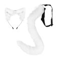 thumbnail image 2 of Conjunto de orejas y cola de piel sintética, accesorios para disfraz de cosplay, tocados, orejas de animal, pelo Blanco, 2 of 9