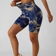thumbnail image 2 of Pantalones Cortos De Yoga para Mujer Tie Dye Sin Costuras Elásticos para Mujer Levantamiento De Glúteos Pantalones Cortos De Yoga De Talle Alto para Deportes Correr Fitness Azul S, 2 of 6