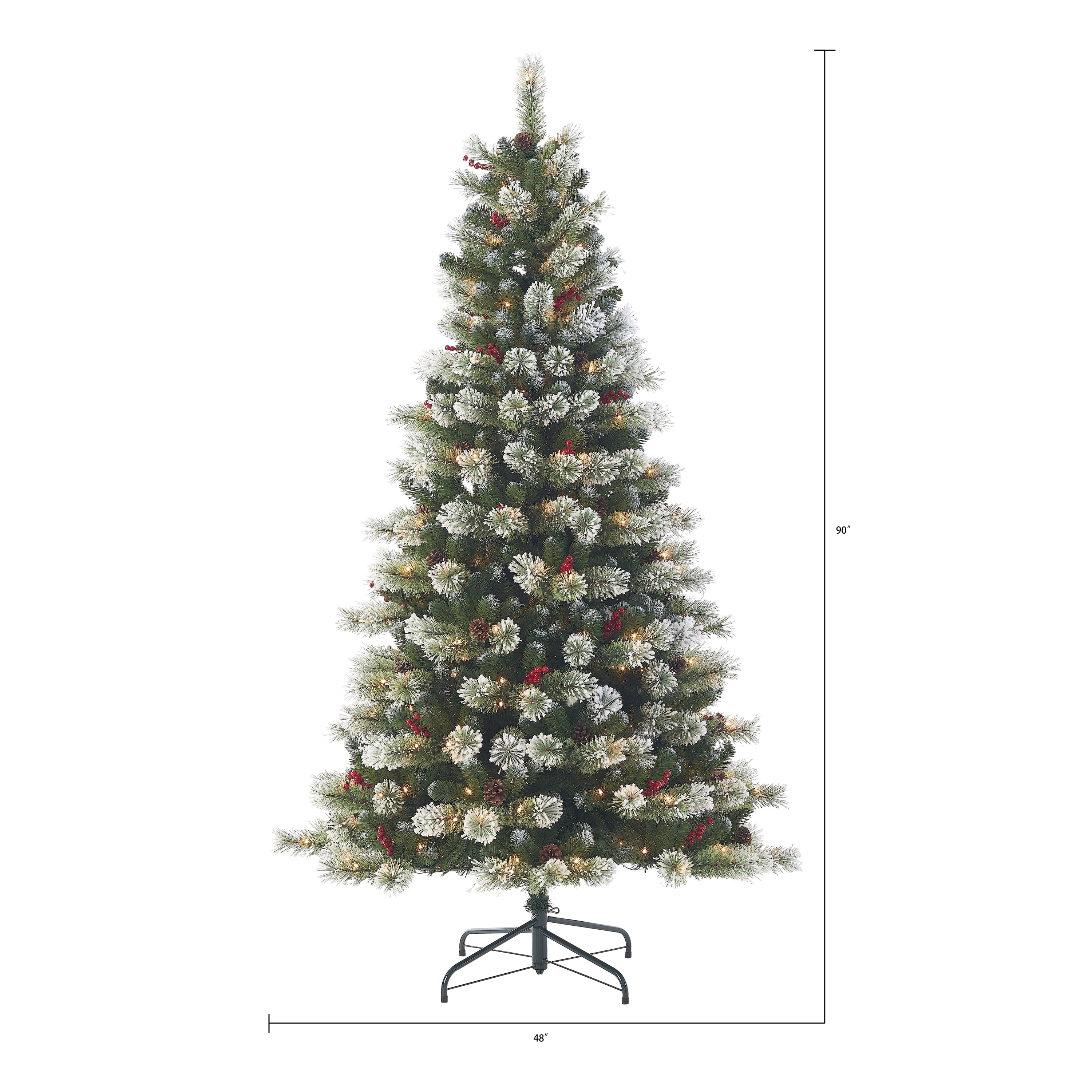 Holiday Time 7.5ft Pre-Lit Flocked Sparkling Pine Artificial Christmas Tree, Clear, Green, 7.5' - Walmart.com
