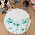thumbnail image 3 of Blue Aqua Flower Round 15 Inch Placemats Set of 8, White Floral Plant Herb Botanical HeatResistant Non Slip Place Mats for Dining Table, Wipeable Braided Kitchen Table Mats for Housewarming, 3 of 9
