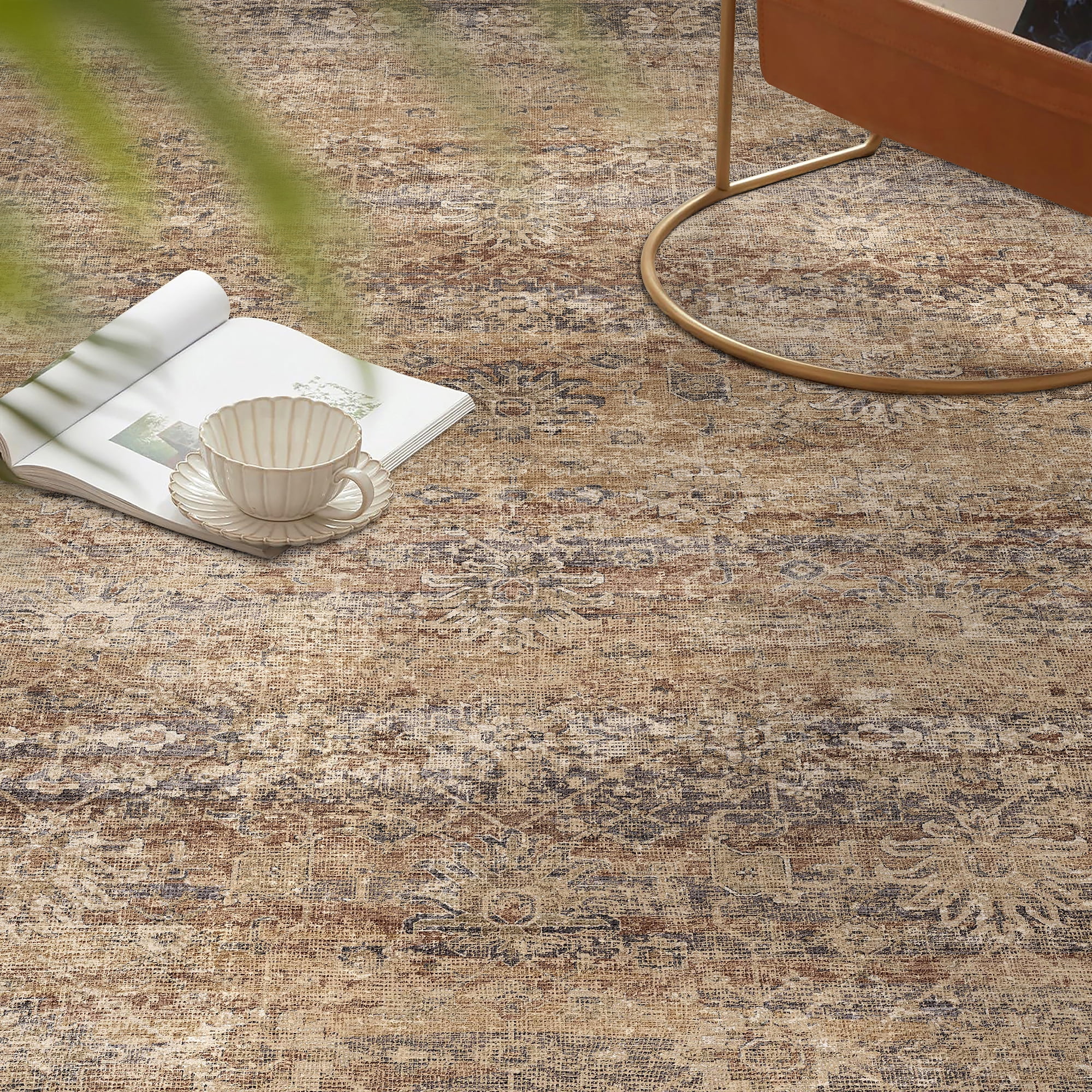 BERTHMEER 6'x9' Area Rugs for Living Room Bedroom Kitchen Rugs Clearance Washable Non Slip Brown Vintage Traditional Dorm Office Dining Room Farmhouse Oriental Rugs Carpets, Brown