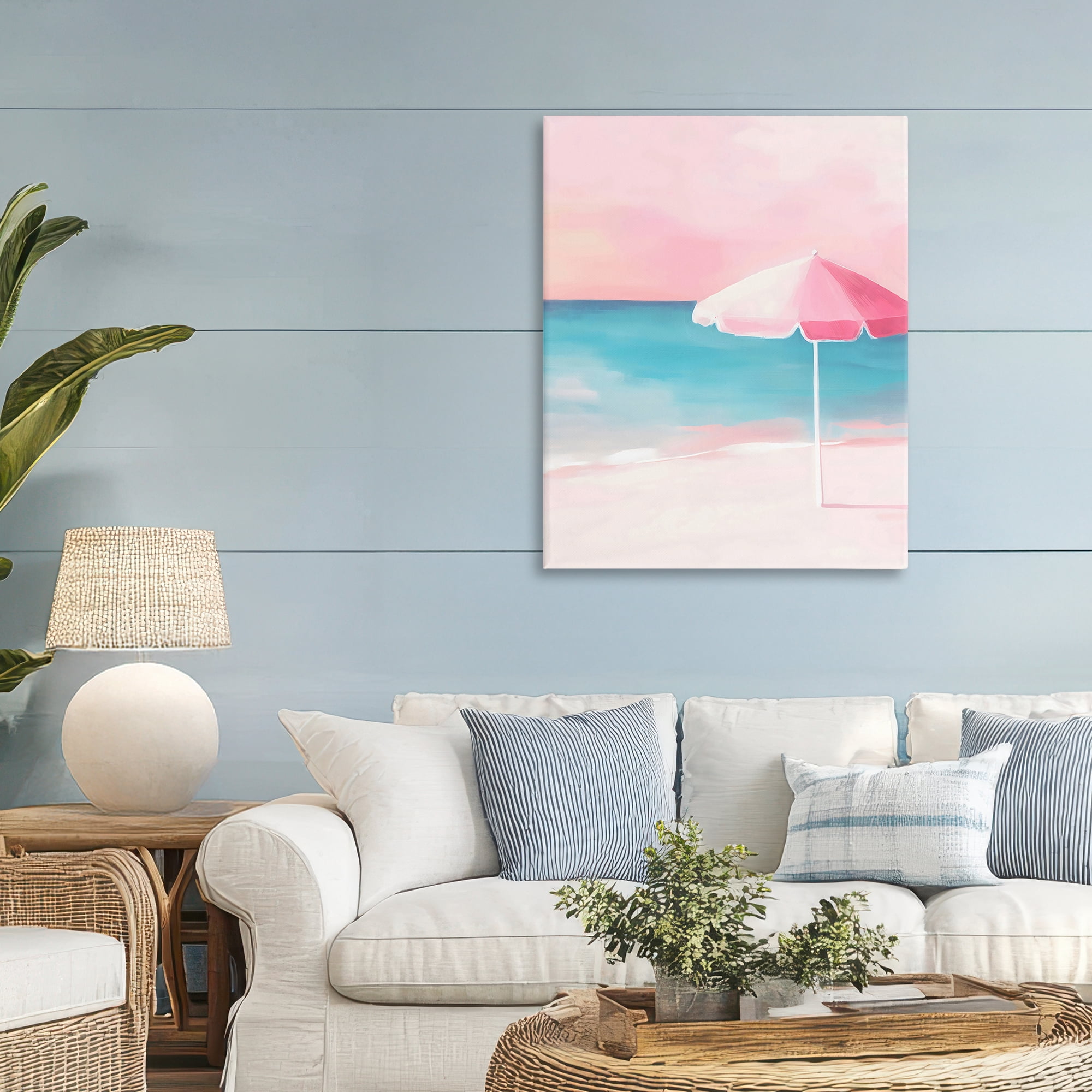 Stupell Industries Serene Pink Beach Umbrella Canvas Wall Art, design by The Prints Vibe