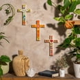 thumbnail image 5 of Karma and Luck Ceramic Wall Cross 8 Inch Orange Cross Wall Decor Faith Love Symbol Home Accent Gift, 5 of 6