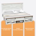 thumbnail image 5 of Dextrus Artisan King Bed Frame with Concealed Storage and Sliding Barn Door, Quiet Metal Slat Support, No Box Spring Required, White, 5 of 6