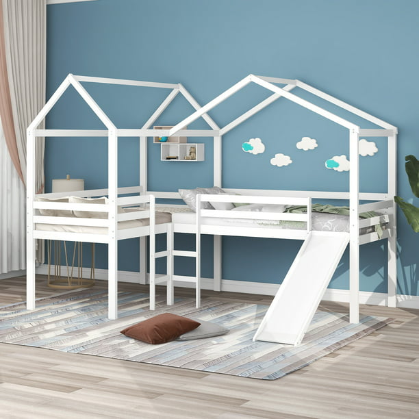 Aukfa Double Twin Size Loft Bed Wood, Double Full Loft Bed Instructions