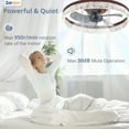 thumbnail image 3 of Zardon 20" Modern Ceiling Fan with Light and Remote, App Control, Low Profile Ceiling Fan for Bedroom, Kitchen, Living Room, Brown, 3 of 8