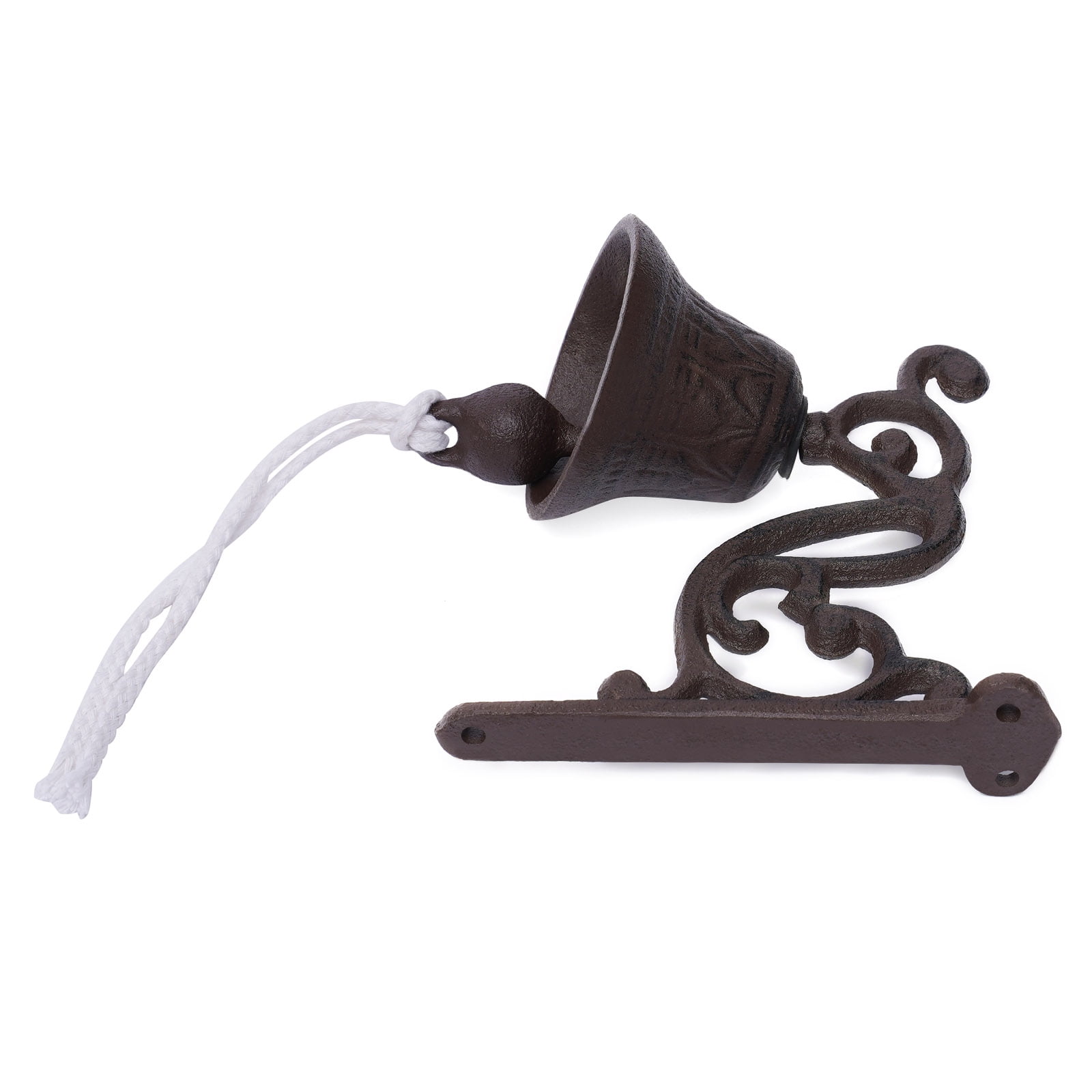13.5*13.5cm Cast Iron Door Bell Wall Mounted Vintage Faux Bronze Outside Decorative Accent Bells with Practical Rope