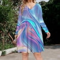 thumbnail image 2 of Colorful Oil Paint Long Sleeve Dresses For Women Vintage Elegant Party Dress Oversized V-neck Dress S-8XL, 2 of 7