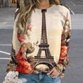 thumbnail image 2 of Eiffel Tower Womens Oversized Sweatshirts Hoodies Crewneck Casual Tops Comfy FallWinter Clothes 2024, 2 of 7