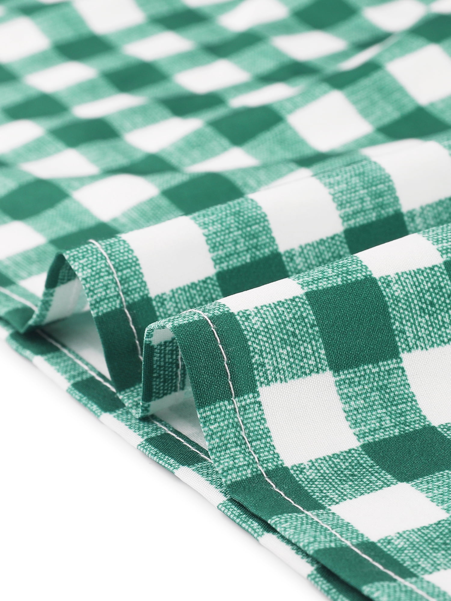 Unique Bargains Women's Gingham Short Sleeve Casual Plaid Smocked Dress L Green