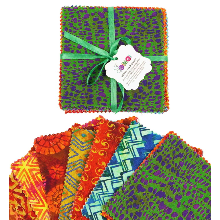 Soimoi Batik Print Precut 5-inch Cotton Fabric Quilting Squares
