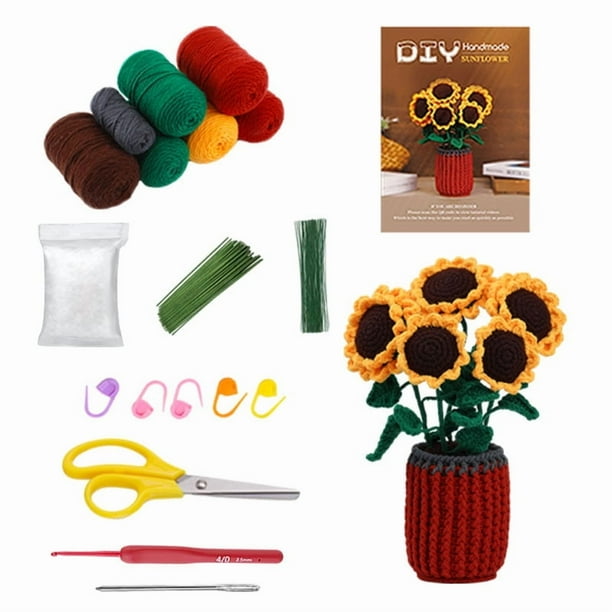 Kit de crochet para principiantes, plantas con flores, kit de crochet para principiantes, kit de crochet para principiantes, manualidades DIY