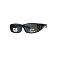 thumbnail image 3 of Womens 60mm Squared Rectangular Fit Over Rhinestone Sunglasses All Black, 3 of 4