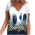 thumbnail image 1 of Camisetas con estampado floral con cuello en V para mujer Blusas femeninas cómodas a la moda Tops OAVQHLG3B Store  lin121212, 1 of 4