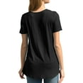 thumbnail image 5 of Mengpipi Blouses for Women Casual Crew Neck Short Sleeve Tunic Tops, Black-L(US 12-14), 5 of 8