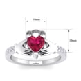 thumbnail image 5 of SuperJeweler 1 Carat Heart Shape Created Ruby and Diamond Claddagh Ring In Sterling Silver For Women, 5 of 5