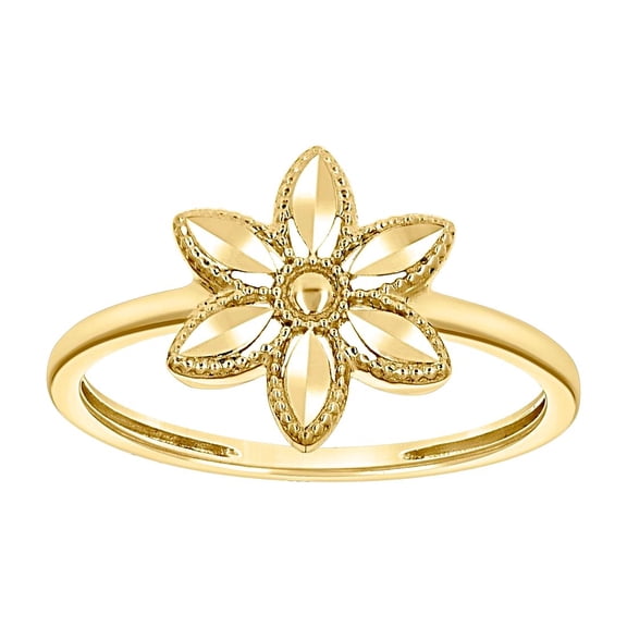 10k Yellow Gold Womens Flower Head Fashion Ring 10.7x1.1mm Wide Ring for Women - 1.5 Grams