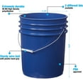 Premium 5 Gallon Bucket with White Lid, HDPE, Black/Gray/Blue, 3 Pack