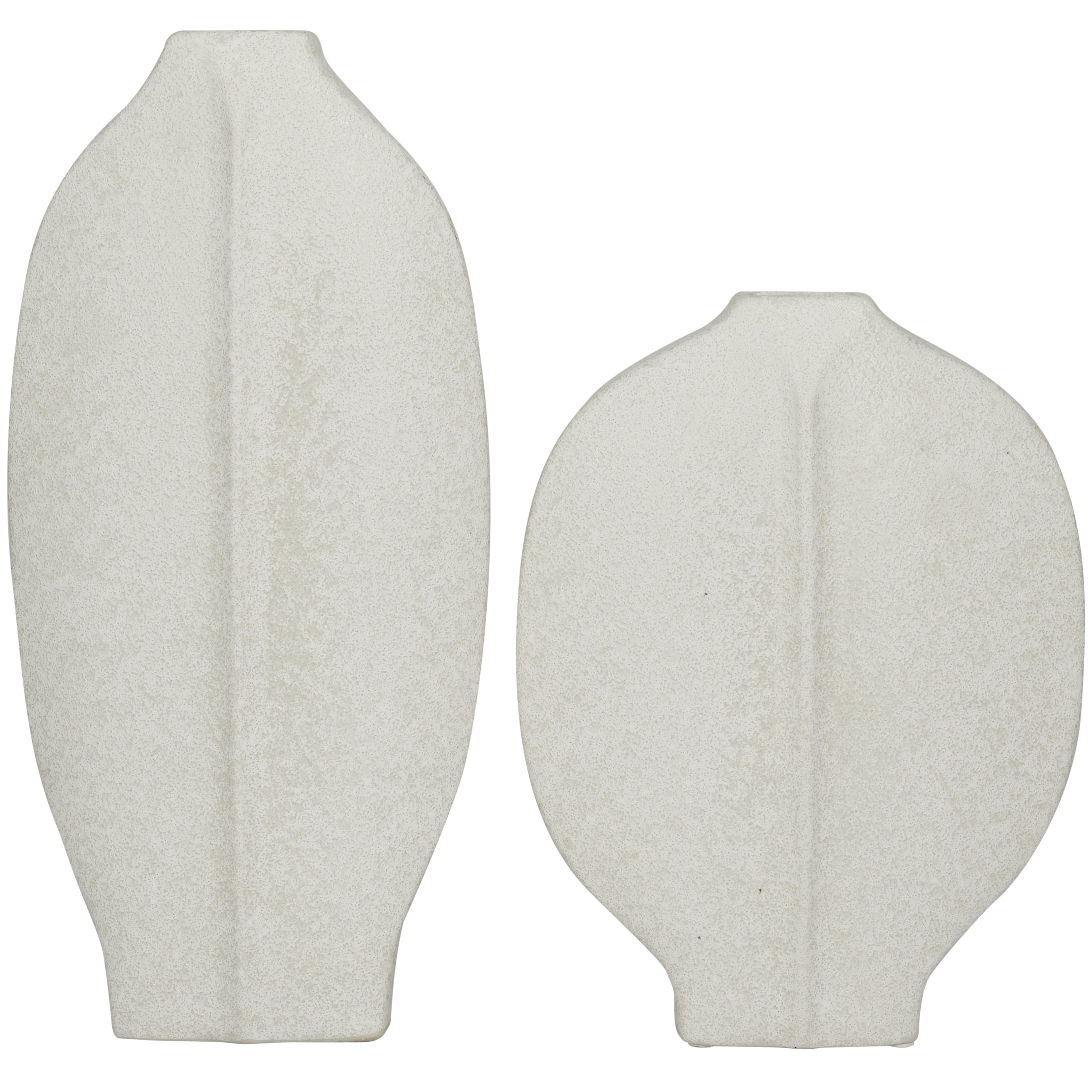CosmoLiving by Cosmopolitan 13", 18"H Ceramic Modern Vase, White, 2-Piece