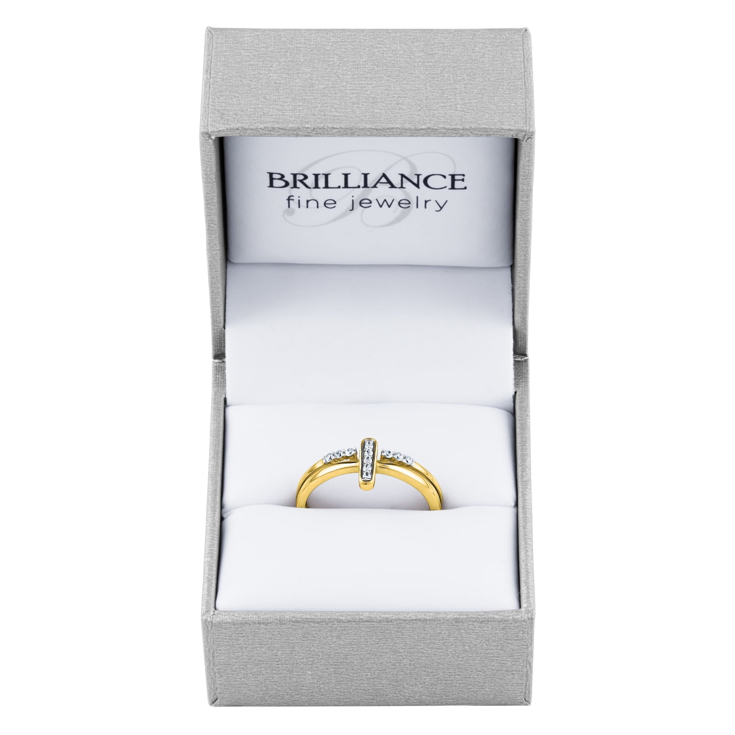 Brilliance Fine Jewelry 1/10 cttw Diamond Fashion Stack Ring Sterling Silver 14K Yellow Gold Plated